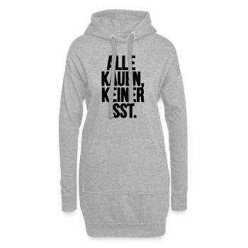 Alle kauen, keiner isst. / Techno / Droge - Hoodie-Kleid - Grau meliert - Vorne