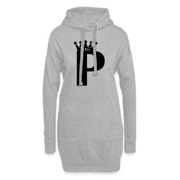 Couronne de lettre P - Sweat-shirt à capuche long Femme - gris chiné - Devant