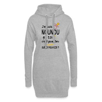 je suis nounou / humour nounou - Sweat-shirt à capuche long Femme - gris chiné - Devant