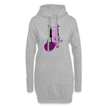 padel padel-tennis padeltennis joueur padel-queen - Sweat-shirt à capuche long Femme - gris chiné - Devant