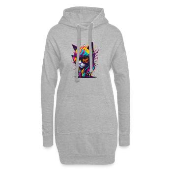 Katze 2 - Hoodie-Kleid - Grau meliert - Vorne