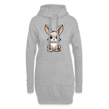 Comic Hase Kaninchen Häschen Cartoon Stil - Hoodie-Kleid - Grau meliert - Vorne