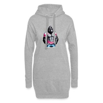 Boxe Boxeur Gorille - Sweat-shirt à capuche long Femme - gris chiné - Devant