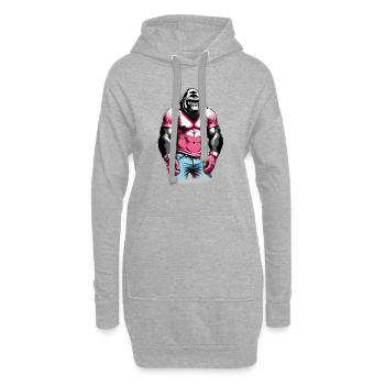Gorille Boxeur Boxe - Sweat-shirt à capuche long Femme - gris chiné - Devant