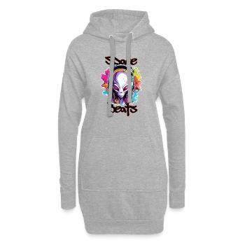 Kopfhörer / Audio / Musik / Klang / cool - Hoodie-Kleid - Grau meliert - Vorne