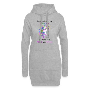Einhörner nicht Ärgern - Hoodie-Kleid - Grau meliert - Vorne