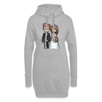 Mariée, Marié, Jeunes mariés, Mariage - Sweat-shirt à capuche long Femme - gris chiné - Devant