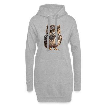 Jeune chouette brune - Sweat-shirt à capuche long Femme - gris chiné - Devant