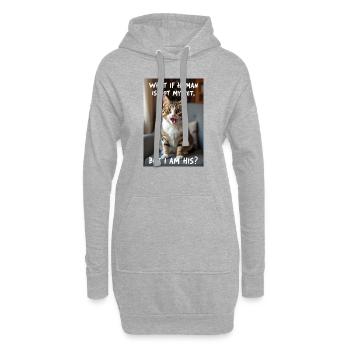 Un chat avec une légende amusante. - Sweat-shirt à capuche long Femme - gris chiné - Devant