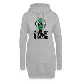 Je suis juste ici pour étudier les humains extraterrestres - Sweat-shirt à capuche long Femme - gris chiné - Devant