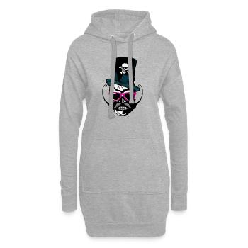 Tod Kopf Schnurrbart hipster Schnurrbart Schädel ana - Hoodie-Kleid - Grau meliert - Vorne