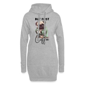 Café Carlin Chien Mais Premier Café Dire Drôle - Sweat-shirt à capuche long Femme - gris chiné - Devant