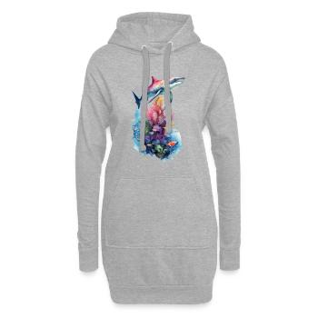 Paysage océanique des requins - Sweat-shirt à capuche long Femme - gris chiné - Devant