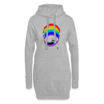 Squiti le chat noir sur l’arc-en-ciel - Sweat-shirt à capuche long Femme - gris chiné - Devant