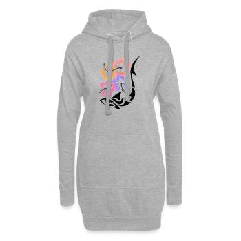 hibiscus requin tribal - Sweat-shirt à capuche long Femme - gris chiné - Devant