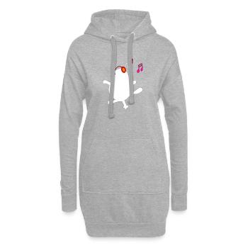 Cat walking listen music - Hoodie Dress - heather grey - Front