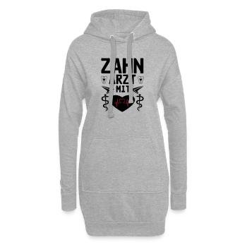Zahnarzt mit Herz Geschenk - Hoodie-Kleid - Grau meliert - Vorne