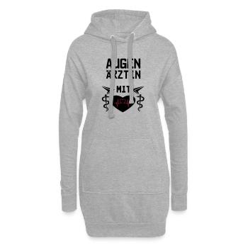 Augenärztin mit Herz Geschenk - Hoodie-Kleid - Grau meliert - Vorne