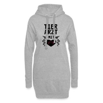 Tierarzt mit Herz Geschenk - Hoodie-Kleid - Grau meliert - Vorne