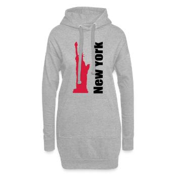 New York - Sweat-shirt à capuche long Femme - gris chiné - Devant