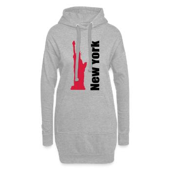 New York 1 - Sweat-shirt à capuche long Femme - gris chiné - Devant