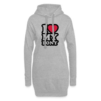 I love my pony - Ich liebe mein Pony - Hoodie-Kleid - Grau meliert - Vorne