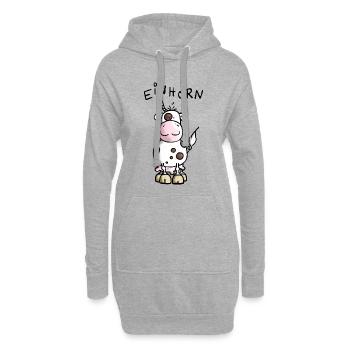 Einhorn - Kuh - Rind - Hoodie-Kleid - Grau meliert - Vorne