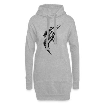Fantasy Drache Line Art – Tribal Tattoo Stil - Hoodie-Kleid - Grau meliert - Vorne