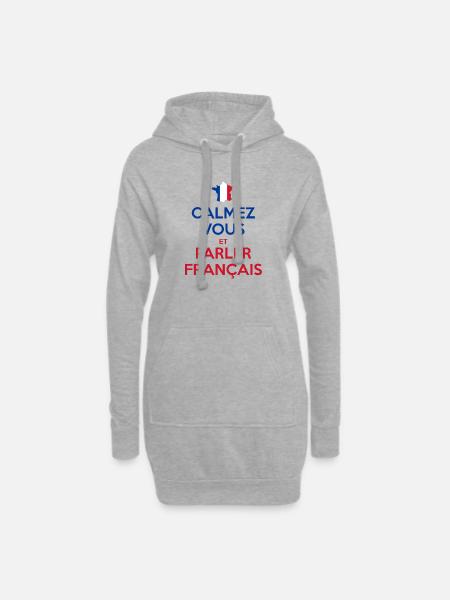 Calmez Vous et Parler Français - Sweat-shirt à capuche long Femme - gris chiné