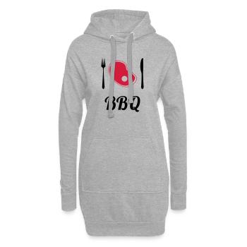 BBQ - Barbecue - Grill - Sweat-shirt à capuche long Femme - gris chiné - Devant