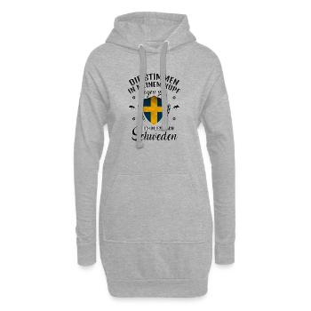 Stimmen Kopf sagen Schweden Spruch Lustig - Hoodie-Kleid - Grau meliert - Vorne