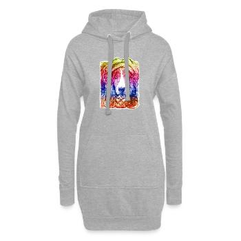Dame de chien avec capot (arc-en-ciel) - Sweat-shirt à capuche long Femme - gris chiné - Devant