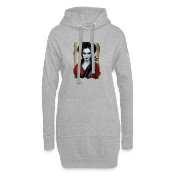 Geisha Vampire - Sweat-shirt à capuche long Femme - gris chiné - Devant