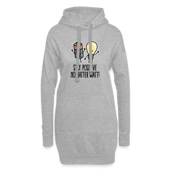 Restez positif drôle électricien optimiste jeu de mots - Sweat-shirt à capuche long Femme - gris chiné - Devant