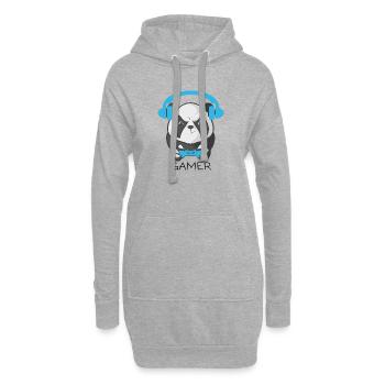 Conception ludique de Panda Gamer - Sweat-shirt à capuche long Femme - gris chiné - Devant
