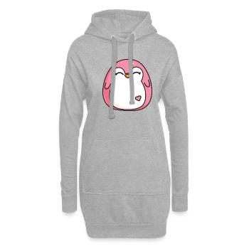 Pingouins roses Sweet Funny - Sweat-shirt à capuche long Femme - gris chiné - Devant