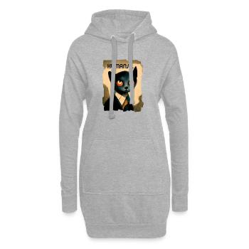 Portrait d'un Chat Pensant Aux humains - Sweat-shirt à capuche long Femme - gris chiné - Devant