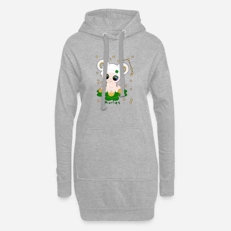 sternzeichen_aries - Hoodie-Kleid - Grau meliert