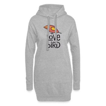 Oiseau d’amour rouge - Sweat-shirt à capuche long Femme - gris chiné - Devant