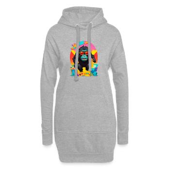 Gorille - Sweat-shirt à capuche long Femme - gris chiné - Devant