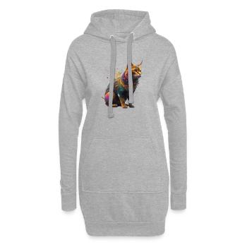 Amour du chat - Sweat-shirt à capuche long Femme - gris chiné - Devant