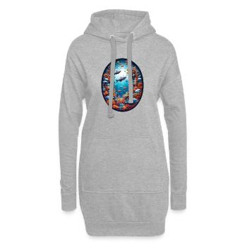 Animaux marins-Poissons - Sweat-shirt à capuche long Femme - gris chiné - Devant