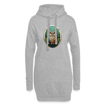 Hibou oiseau de nuit - Sweat-shirt à capuche long Femme - gris chiné - Devant