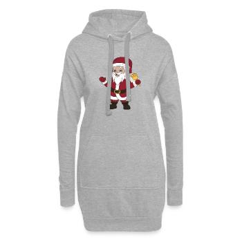 Père Noël Tshirt Cadeau Garçon Enfant Humour Noel - Sweat-shirt à capuche long Femme - gris chiné - Devant