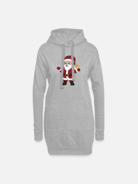 Santa Claus Tshirt Gift Boy Toddler Humor Christmas - Hoodie Dress - heather grey