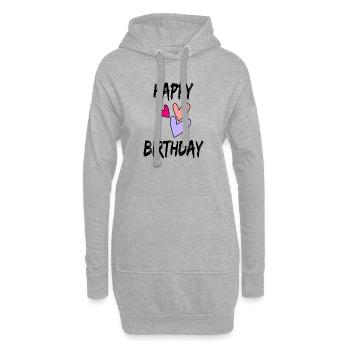 HAPPY BIRTHDAY - Sweat-shirt à capuche long Femme - gris chiné - Devant