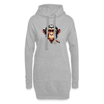 Ein Affe mit Zigarre im Polygon-Stil - Hoodie-Kleid - Grau meliert - Vorne