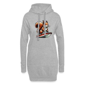 Motorboot Sport Eichhörnchen Nüsse Tierliebhaber - Hoodie-Kleid - Grau meliert - Vorne