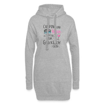 Camping und Wein Wohnwagen Camper Campingplatz - Hoodie-Kleid - Grau meliert - Vorne