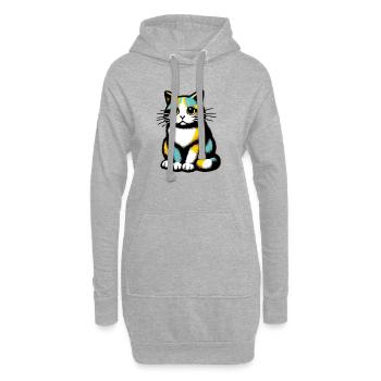 Chat - Sweat-shirt à capuche long Femme - gris chiné - Devant